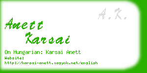 anett karsai business card